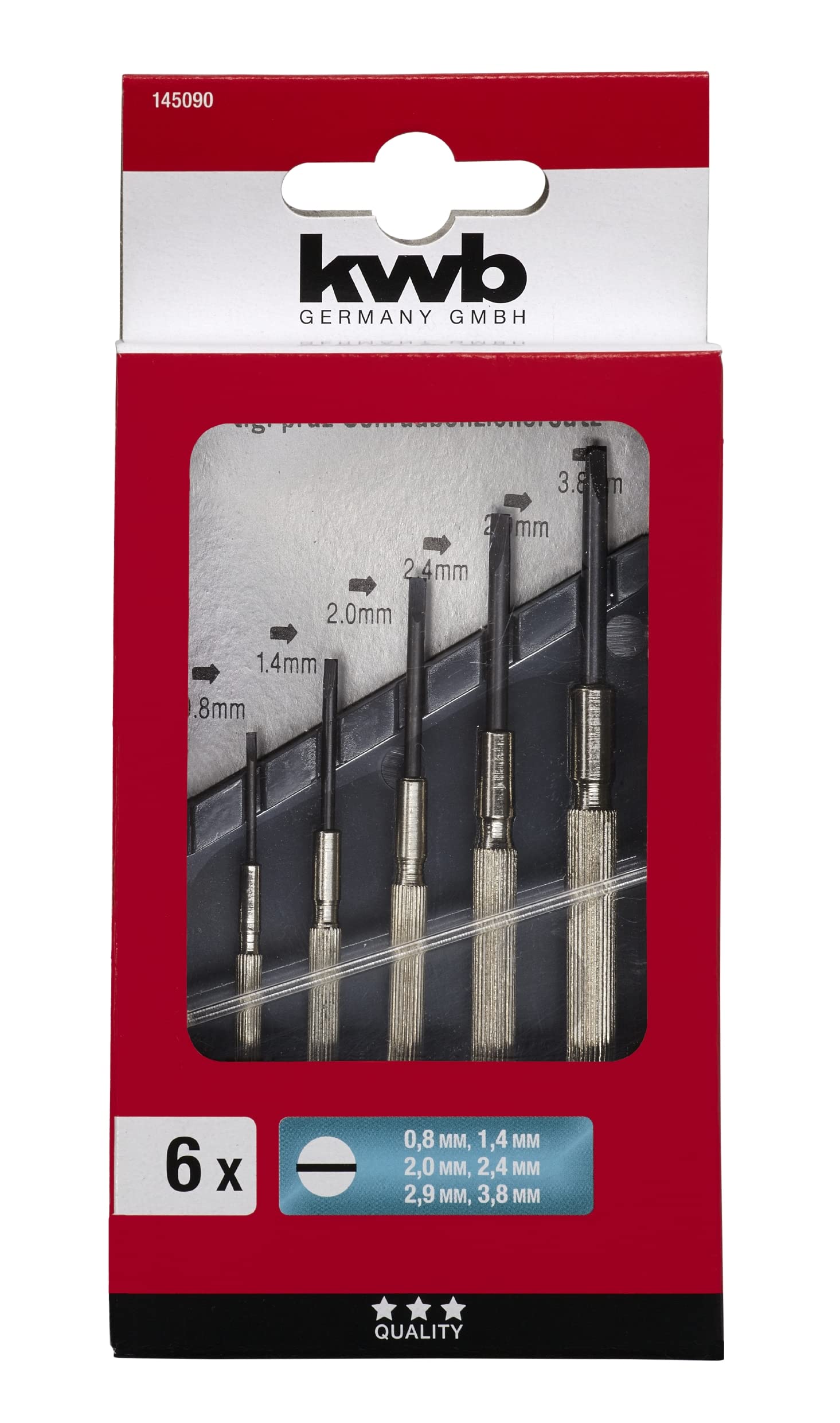 kwb Precision Slotted, Flathead Screwdriver Set for Fine Mechanics, Mini Screwdrivers for Watchmakers, Precision Mechanics, Tool Set in Storage Box, with Grip Surface and Metal Cap