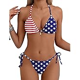 Tainehs Women's Sexy Halter Bikini Set Triangle Top String Swimwear Two Piece Swimsuits Cheeky Bathing Suit