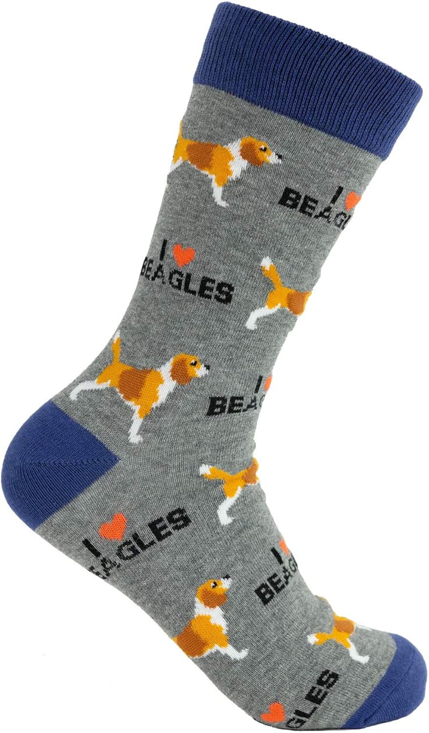 Amazon Com Shop Dog Days Socks With Dogs On Them Unisex I Love Beagles Socks Grey And Navy Men S Shoe Size 8 11 Women S Shoe Size 6 12 Clothing