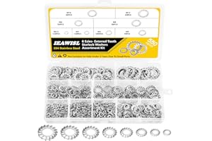 IEAWISL 550Pcs External Tooth Lock Washers Assortment Kit, 304 Stainless Steel Metric External Tooth Star Lock Washer - M2.5 M3 M4 M5 M6 M8 M10 M12 for Retaining Clips Fasteners