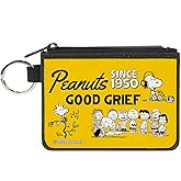 Buckle-Down Peanuts Wallet, Coin Purse, Peanuts Gang Since 1950 Good Grief Group Pose Yellow Black, Canvas