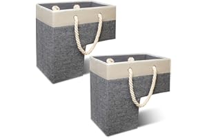 TIDY NICHES Stair Basket For Stairs: Stair Baskets For Carpeted Stairs & Wooden Stairs - Anti-Slip Grip- Foldable Staircase Basket With Handles for Stair (Stairbasket, Grey/Beige, 2)