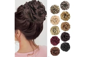 MORICA 1PCS Messy Hair Bun Hair Scrunchies Extension Curly Wavy Messy Synthetic Chignon for Women (1-8#(Medium chestnut Brown))