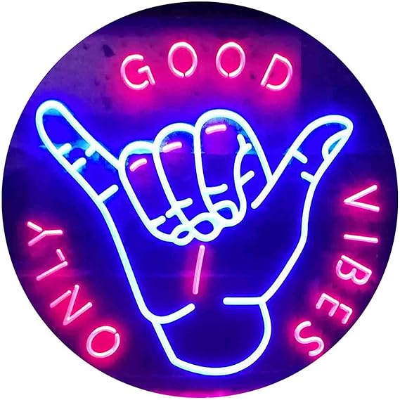 ADVPRO Good Vibes Only Hand Room Dual Color LED Neon Sign Red & Blue 12" x 8.5