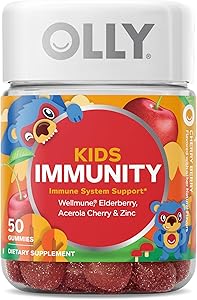 OLLY Kids Immunity Gummy, Immune Support, Wellmune, Elderberry, Vitamin C, Zinc, Chewable Supplement, Cherry - 50 Count