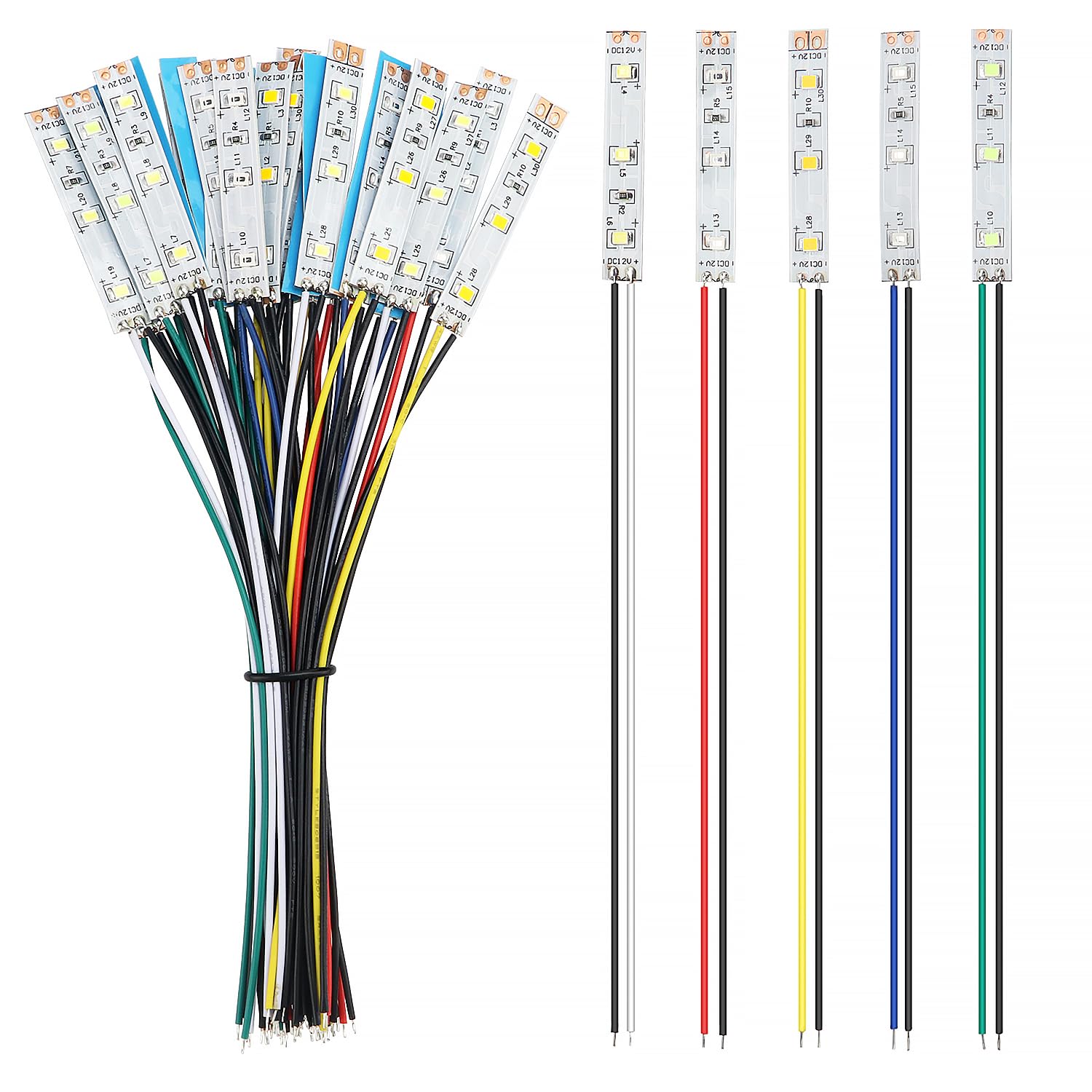 YIXISI 25 PCS 50mm Prewired Strip LED, 12V - 18V LED Strip Light, 2335 SMD LED Light, White/Red/Yellow/Blue/Green