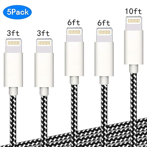 iPhone Charger Cable,3FT/6Feet/10Foot MFi Certified Nylon Braided
