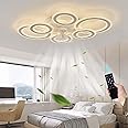 LVZECHEN 76CM Smart Ceiling Light with Fan DC Motor 6 Gear Reversible Bedroom Ceiling Fan with Lighting LED Dimmable Quiet Modern Living Room Lamp with Fan (Color : White)