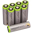 AmazonBasics AA High-Capacity Rechargeable Batteries (8-Pack) Pre-charged - Packaging May Vary