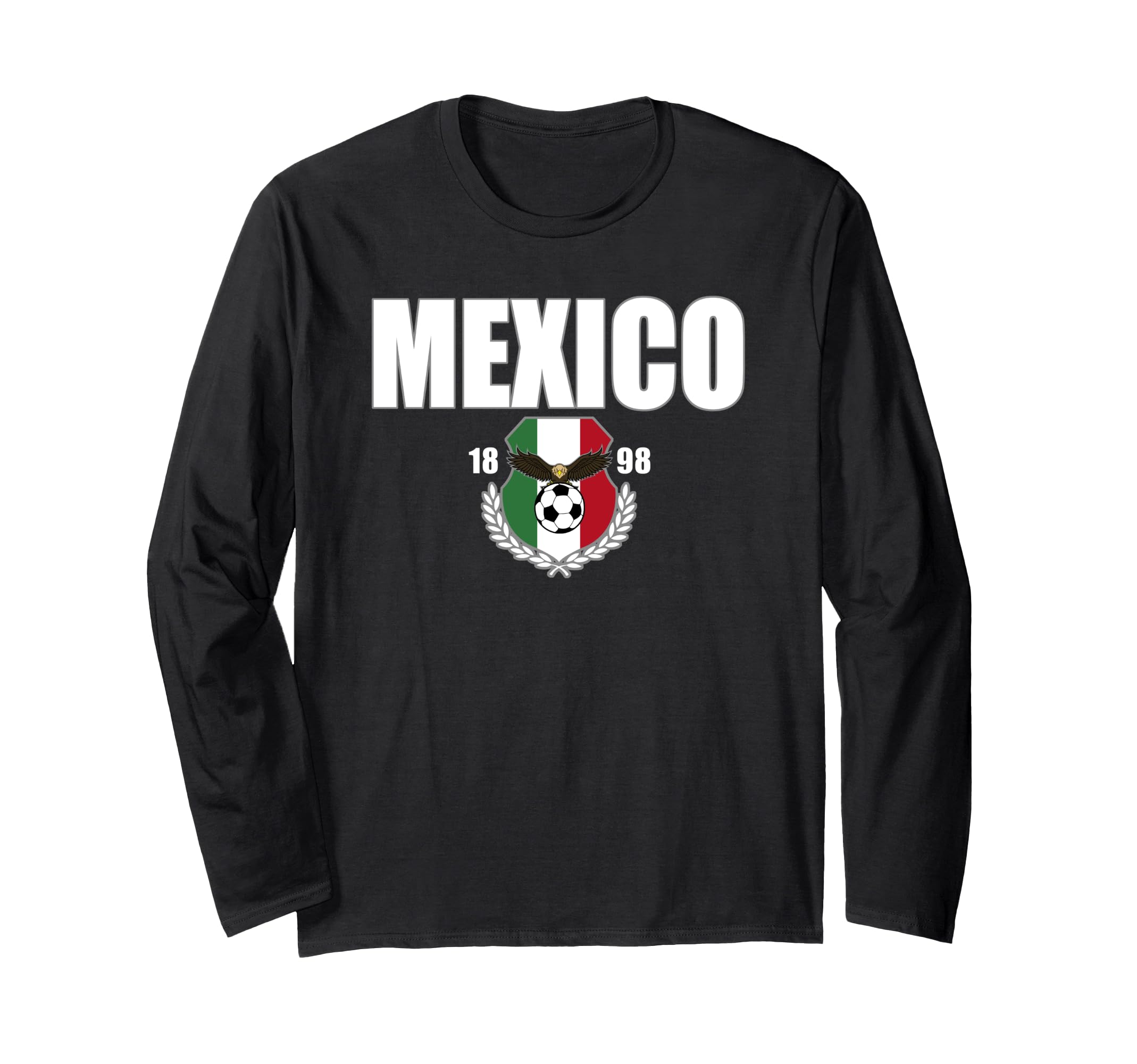 Mexico Big Bold Text Soccer Ball Centre Flag Long Sleeve T-Shirt