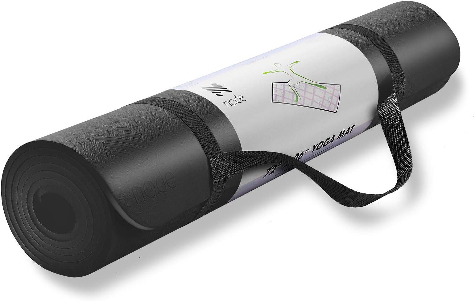 Node Fitness 72" x 26" Oversized TPE Yoga Mat - Black