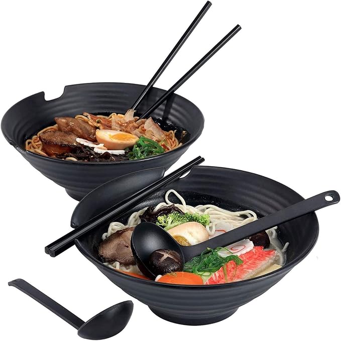 Japanese Ramen Bowl, 6 Set Large Vintage Noodles Bowl 1000ml, Creative