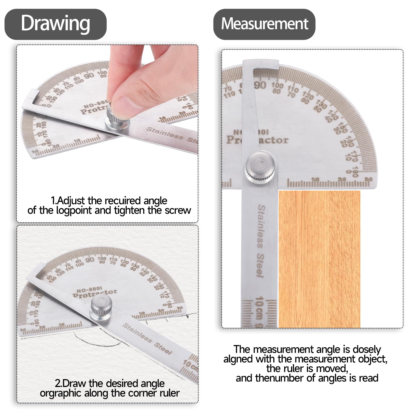Mua Stainless Steel Protractor Large Protractor Angle Protractor 180 ...