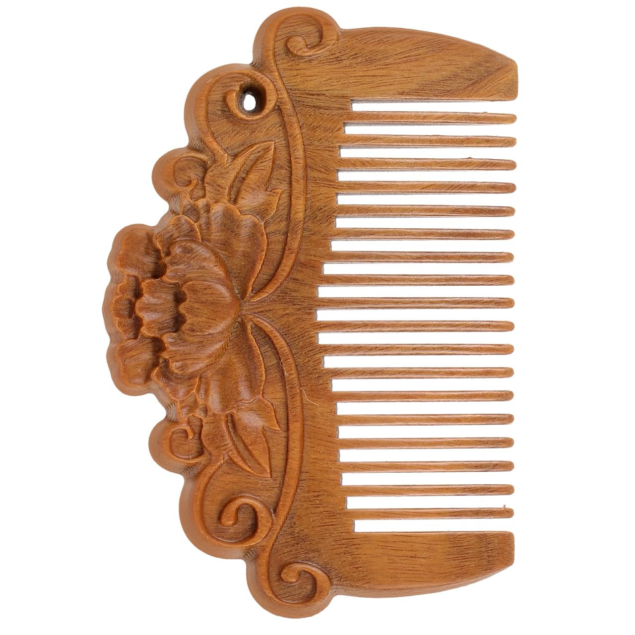 FOMIYES Wooden Comb for Women 3.15 Inch Mini Hair Styling Comb Portable Wooden Hair with Peony Embossment Anti-Static Care Tool for Everyday Use