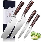 KEEMAKE Kitchen Knife Set of 4pcs - Sharp Kitchen Knives High Carbon Stainless Steel Blade, Chef Knife Set Pakkawood Handle Knives Set for Kitchen, w/Elegant Gift Box