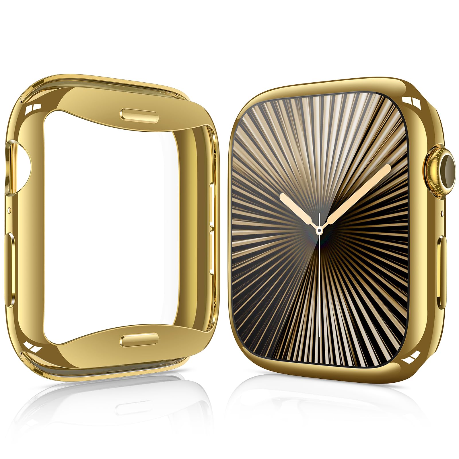 Photo 1 of [2 Pack] JULK 42mm Gold Case with Screen Protector for New Apple Watch 11 (2025), Slim Guard Bumper, Full Coverage Soft TPU Protective Cover for iWatch Series 11/10 42mm (1 Gold + 1 Transparent)