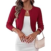Zeagoo Cropped Cardigan Sweaters for Women Long Sleeve Shrug for Dresses | Trendy Knit Sweater, Open Front Bolero Shrugs, Lightweight Elegant Cardigan Outfits, Fall Fashion Clothes 2026