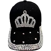 Popfizzy Bedazzled Hat for Women, Rhinestone Denim Hat, Fun Adult Bling Hats, Birthday Gifts for Women, Adjustable, One Size