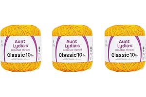 AUNT LYDIA'S Aunt Lydia Classic Golden Rod Crochet - 3 Pack of 350y/320m - Cotton - Gauge 10 - Crochet