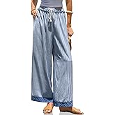 TARSE Womens Striped Lounge Pants Wide Leg Loose Fit Drawstring Casual Boho Summer Vacation Beach Pants