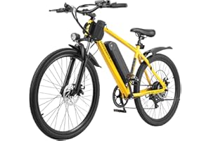 HOVERFLY OUREA Electric Bike 26", 750W Peak Motor Mountain Ebike, Up to 40 Miles 20MPH Removable Battery, 7-Speed and Shock Absorber, Electric Commuter Bike for Adults