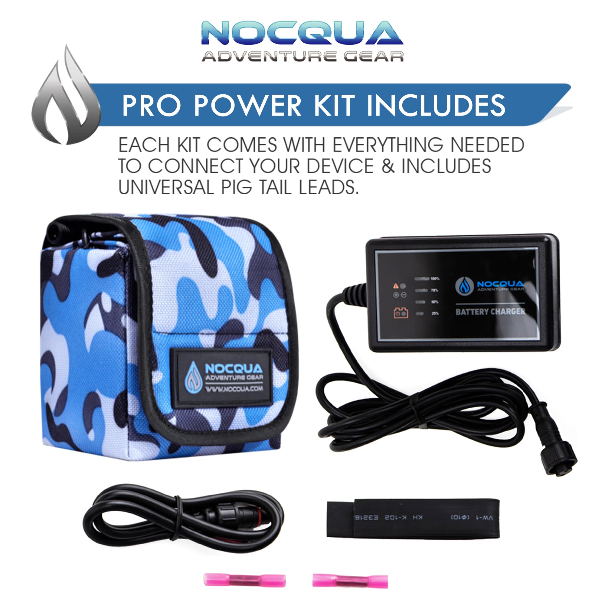 NOCQUA Pro Power Water-Resistant Battery & Charger Kit - Compatible with GPS, Depth & Fish Finders, & Most 12 Volt Electronics