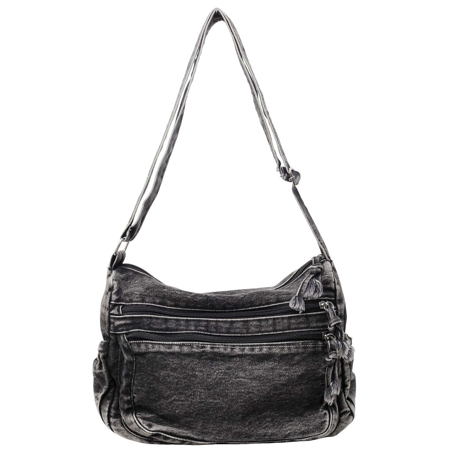 Photo 1 of Large Denim Purses for Women Denim Tote Bag Casual Retro Crossbody Lightweight Shoulder Bag Canvas Handbags, Black