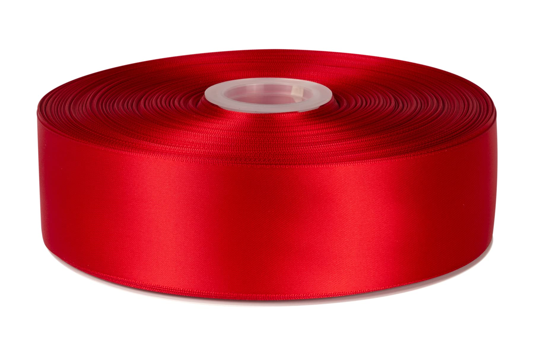 Fondersy 50mmX 91M Double Faced Satin Ribbon Red Polyester Ribbon for Gift Wrapping Wedding Decoration Floral Arrangement Crafts