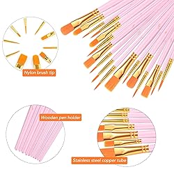 AROIC Acrylic Paint Brushes, 6 Packs/60 pcs Nylon