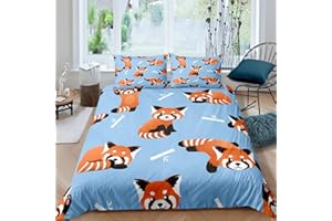 Feelyou Kawaii Red Panda Bedding Set Cute Animal Comforter Cover Kids Toddler Cartoon Pattern Duvet Cover with 1 Pillowcase Boys/Girls Twin Size…