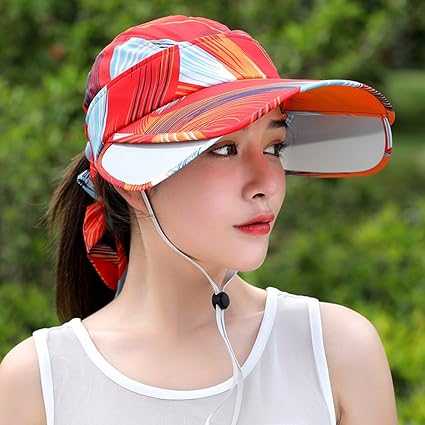Amazon Co Jp Haipeng キャップ サンハット バイザー帽子 Upf50 女性 夏の季節 ポリエステル Uv保護 日焼け止め つばを広げる ラウンドトップ 調整可能な 4色 55 58cm 日よけ帽 色 オレンジ ホーム キッチン