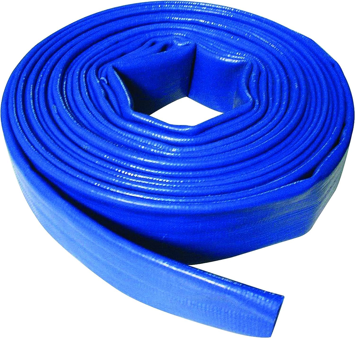 Suinga - Flat Hose 32 mm 10 Metres for Water Discharge, Polyester PVC Blue Rubber Layflat for Fire and Pools (32 mm 10 m)