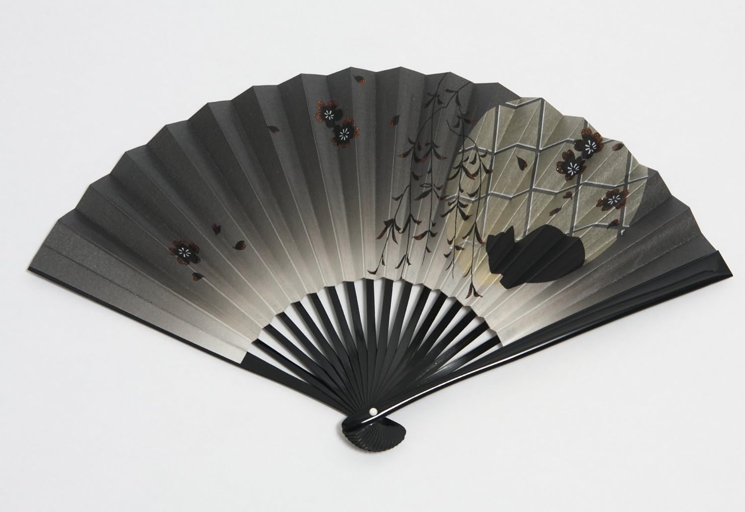 Amazon ハセガワ 京扇子 黒塗り 猫 京都職人 手作り 扇子 扇子袋付き 化粧箱入り 和装小物 通販