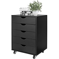 Moustache 5 Drawer Filing Cabinet, Vertical File Cabinets with Wheels for Home Office, Under Desk Office Cabinet for Files, F