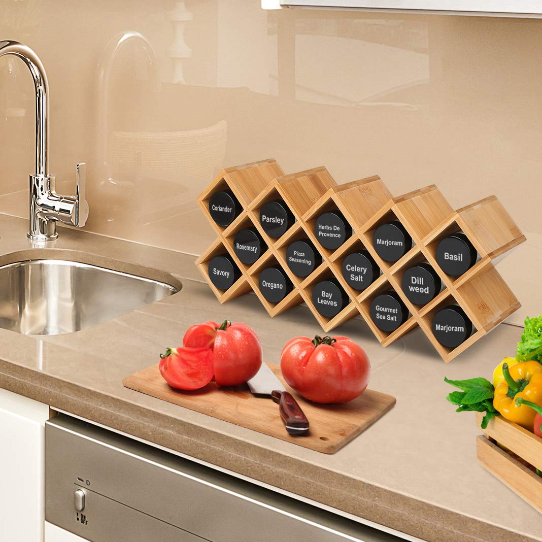 4 Tier Bamboo Countertop Spice Rack Organizer Organiser Criss
