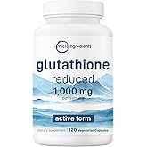 Micro Ingredients Glutathione 1,000mg, 120 Veggie Capsules | Extra Strength Reduced Glutathione + Active Antioxidant Form | Liver Health & Immune Support Supplement | Non-GMO, Gluten Free, Vegan