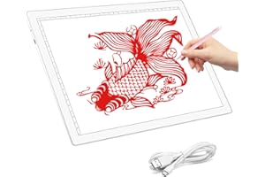 ASRAS Rechargeable A4 Led Light Box Tracer, 5-Level Brightness Dimmable A4 LED Light Pad Tracer for Cricut Vinyl, Weeding Tools, Drawing Crafting Box for Tracing, Sketching & HTV，White