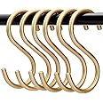dierjueyers 10 Pieces Gold S Hooks Aluminum Alloy S-Shaped Hooks Heavy Duty Kitchen Bathroom Multi Purpose Storage Hooks for Hanging Pans Pots Cup Plants Towels Clothes (Gold)