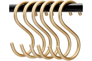 10 Pieces Gold S Hooks Aluminum Alloy S-Shaped Hooks Heavy Duty Kitchen Bathroom Multi Purpose Storage Hooks for Hanging Pans