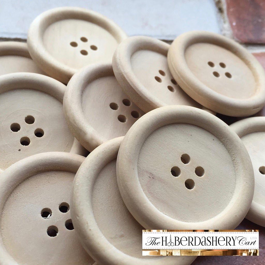 Natural Unlacquered 4 - hole Wooden Buttons (35mm (1" 3/8))