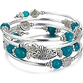 BULINLIN Layered Wrap Bangle Turquoise Bracelet - Bead Bracelet with Natural Agate Stone, Gifts For Women