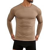 URRU Men's Thermal Long Sleeve Shirts Fleece Lined High Stretch Thermal Underwear Tops Base Layer for Men Cold Weather Gear
