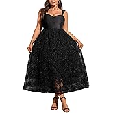 EYWOL Women's Cocktail Formal Guest Dresse 3D Lace Sweetheart Neckline A Line Maxi Dresses