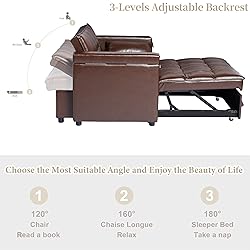 ORRD Convertible Sofa Bed, 3-in-1 Multi-Functional