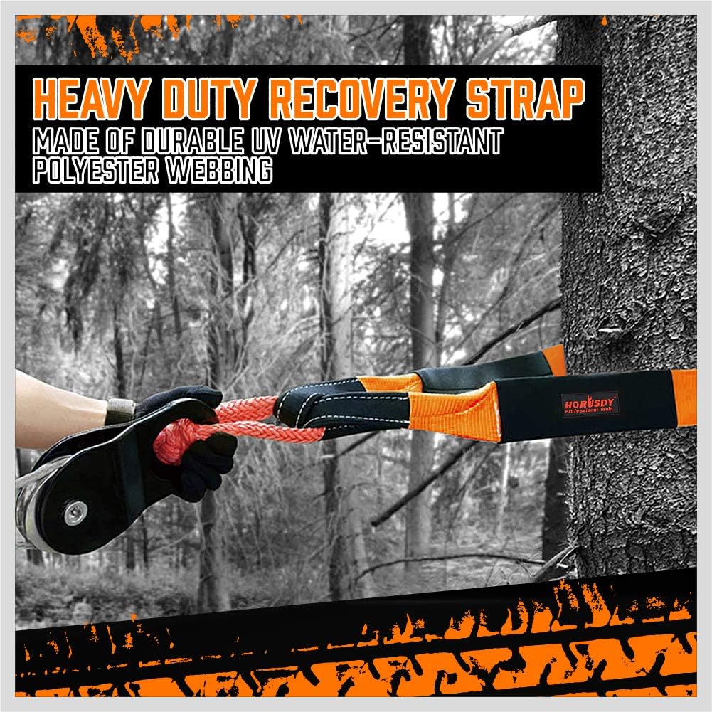 HORUSDY Recovery Tow Strap 4" x 20Ft - Heavy Duty 40,000 LBS Break Strength, Recover Your Vehicle Stuck in Mud/Snow.: Automotive