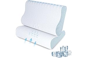 SUFOR 2 Pack Memory Foam Cooling Bed Pillows for Sleeping, Ergonomic Cervical Pillow for Neck and Shoulder Pain Relief, Adjustable Cold Pillow Set of 2,with Pillowcase（Blue）