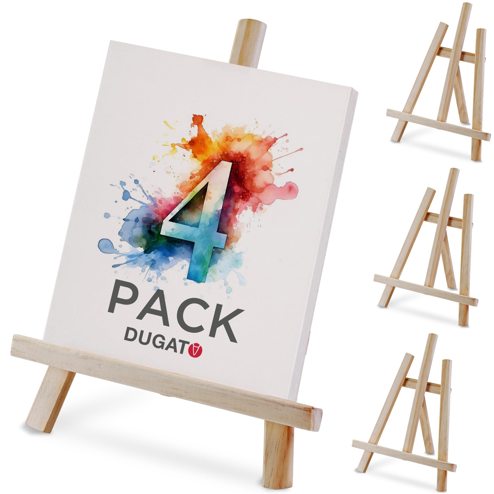Photo 1 of DUGATO 11-inch Wood Tabletop Easel Set (4 Pack) - A-Frame Display Stand for Painting Canvas, Art, Photos & Craft Projects