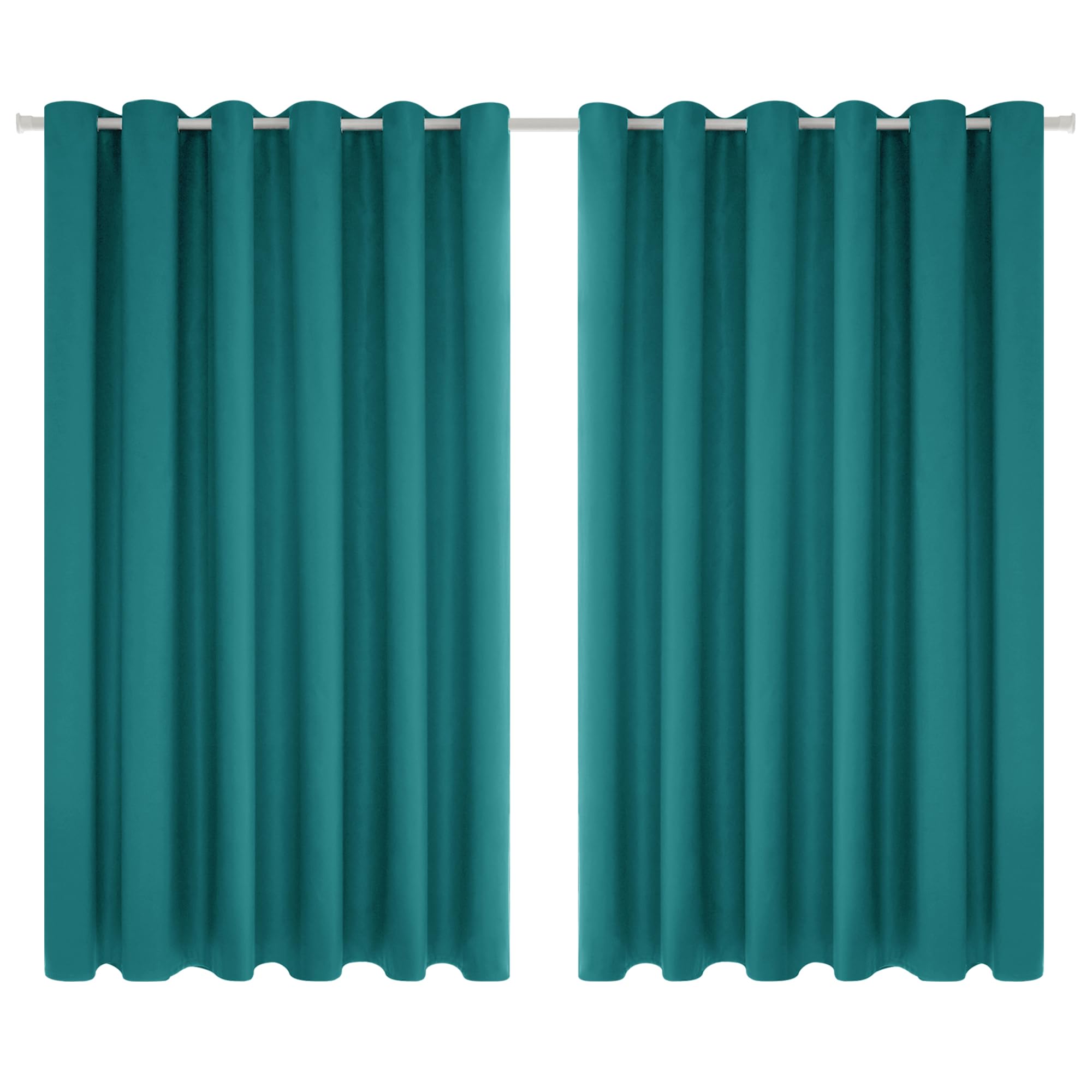 Deconovo Super Soft Solid Eyelet Thermal Insulated Blackout Curtains for Bedroom, 90" Width x54 Drop, 1 Pair, Turquoise