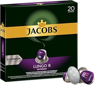 Jacobs Kaffeekapseln Lungo Intenso, Intensität 8 von 12, 200 Nespresso®* kompatible Kapseln, 10 x 20 Getränke