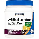 Nutricost L-Glutamine Powder Sweetened with Stevia (500 Grams, BlackBerry Lemonade) - Supplement for Gut Support, 5 Grams of L-Glutamine Per Serving, Gluten Free and Non-GMO